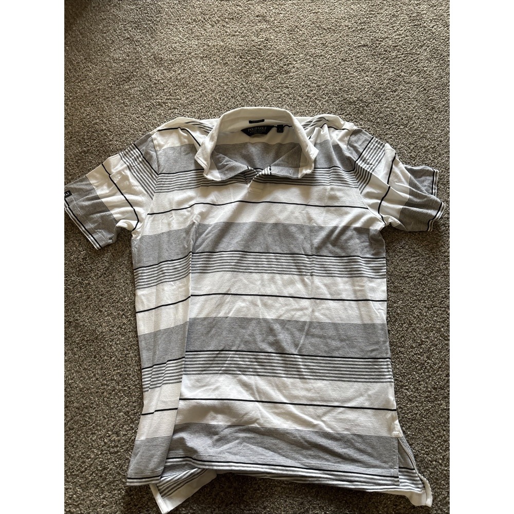 Mens Grey Striped Short Sleeve Golf Polo‎ Ralph Lauren Size Large